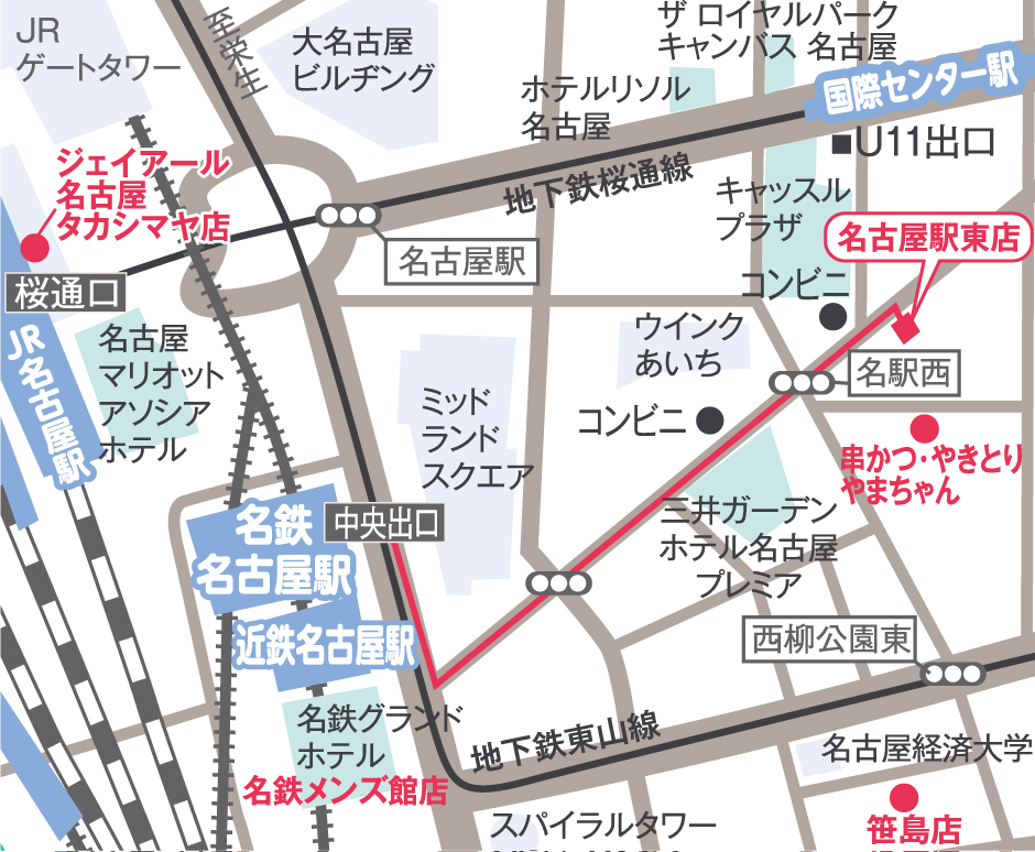 世界の山ちゃん 名古屋駅東店地図