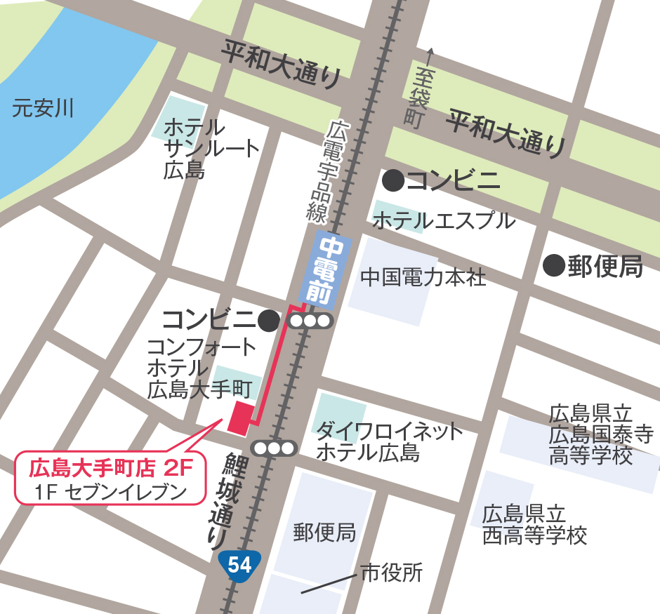 世界の山ちゃん　広島大手町店地図