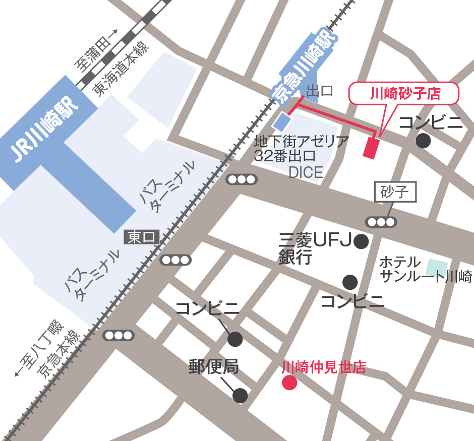 世界の山ちゃん    川崎砂子店地図