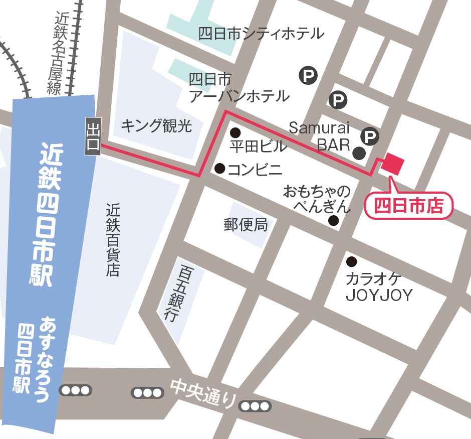 世界の山ちゃん　四日市店地図