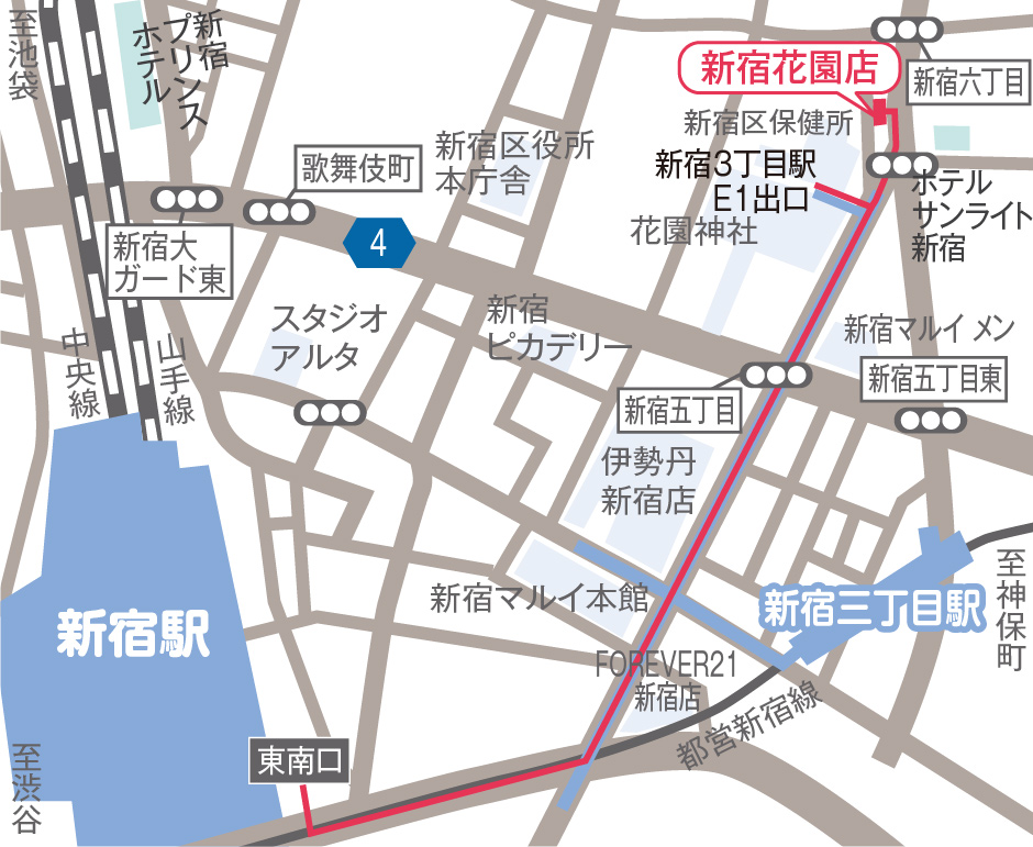 世界の山ちゃん  新宿花園店地図